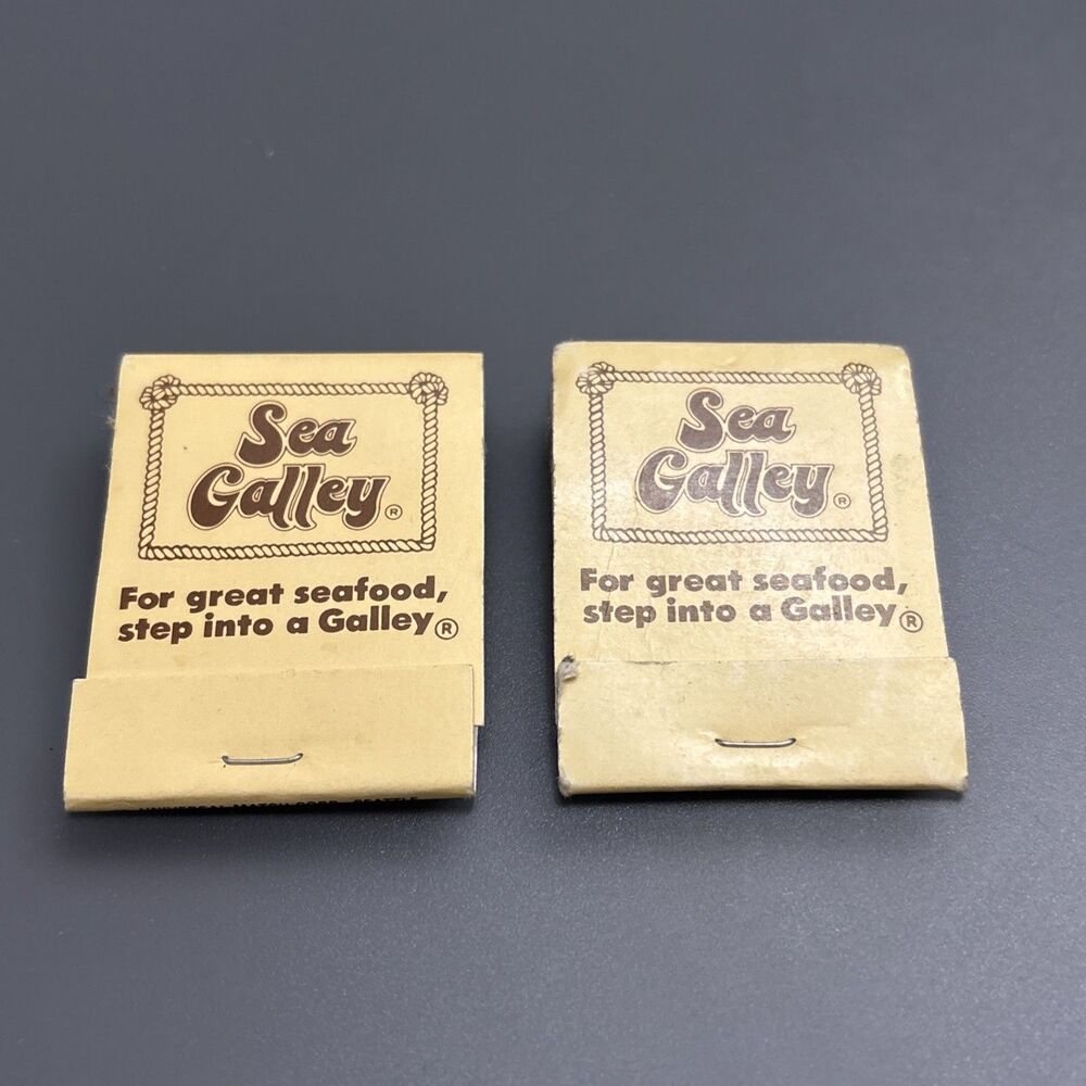 Vintage Matchbook Sea Galley Seafood Restaurant Matches Advertisement Lot Of 2